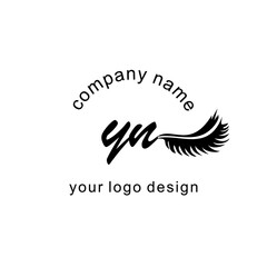 Fototapeta initial YN logo handwriting beauty fashion modern luxury letter makeup simple premium obraz