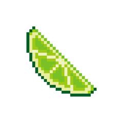 half a lime slice vector icon. Pixel art. 8 bit logo for game. eps 10