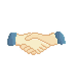 Handshake vector icon. Pixel art. 8 bit logo. eps10
