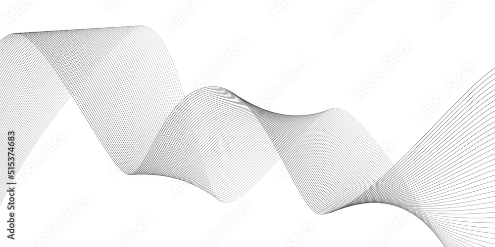 Aufkleber creative wave of many gray lines on a white background isolated. curved smooth lines created using b