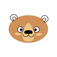 Bear face. Cute bear isolated on white
