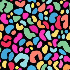 Animal skin print in rainbow colors. Colorful leopard spot seamless pattern design