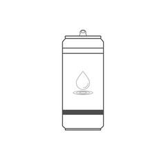 Vector icon of tin can with water. Drawing of a jar of soda water.