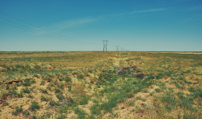 Fototapeta na wymiar Deserted area of the steppe.