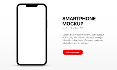 Realistic smartphone mockup isolated with transparent screens. Smart phone mockup collection. Device front view. 3D mobile phone with shadow on white background. Realistic, flat and line style