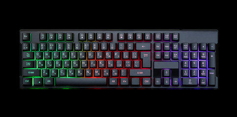 Gaming keyboard with RGB light on black
