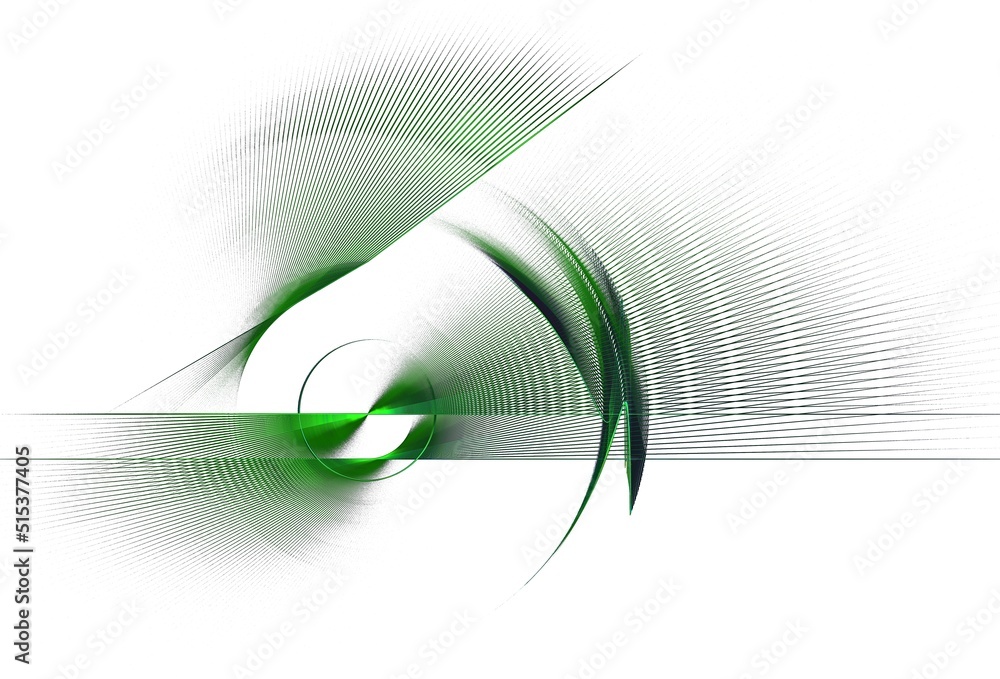 Aufkleber a green striped abstract propeller rotates on a white background. abstract fractal background. 3d re