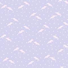 Abstract floral seamless pattern. Simple surface design with abstract tropical leaves and polka dots