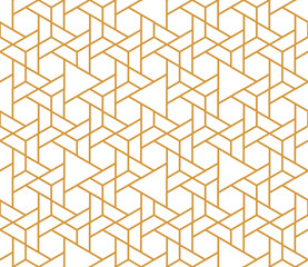 The geometric pattern with lines. Seamless vector background. White and gold texture. Graphic modern pattern. Simple lattice graphic design