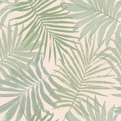 Abstract tropical foliage background in pastel olive green colors