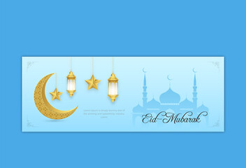 Eid mubarak facebook cover design template