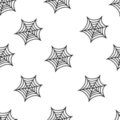 Pattern of spiderweb on a white background. Halloween concept. Halloween background with spider web.