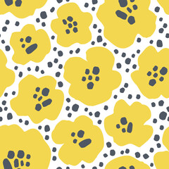 Big blooming daisy flowers design seamless pattern