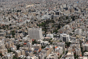 Amman, Jordan - buildings, companies, streets and houses from a plane