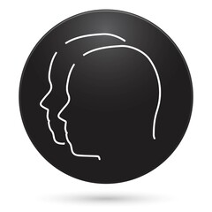 Zodiac gemini icon, black circle button with gradient. Vector illustration.