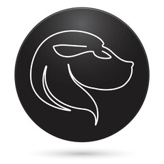 Zodiac leo icon, black circle button with gradient. Vector illustration.