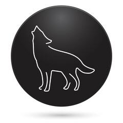 Wolf icon, black circle button with gradient. Vector illustration.