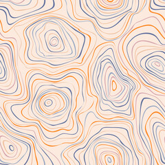 Seamless pattern from abstract color concentric stains liquid texture. Creative aesthetic background with stripes blots.