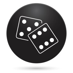 Game dice icon, black circle button with gradient. Vector illustration.