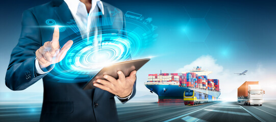 Smart logistics and transportation import export concept, Global Business logistic network...