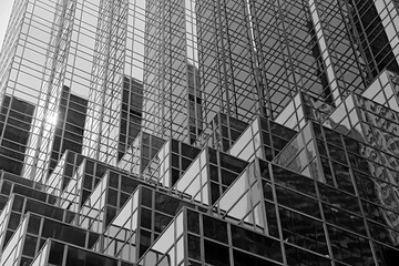 futuristic glass building with economic cooperation