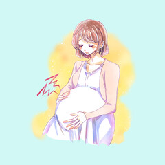 苦しそうな妊婦さん