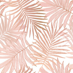 Luxurious botanical tropical leaf background in pastel blush pink color