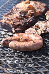 argentine meat grilled on the barbecue made with burned firewood