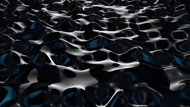 Black liquid oil or ferrofluid surface, abstract looping shape, Oil Liquid splash on black background, Dark Paint Splash Spinning flow. Animation of waves and ripples in black oil