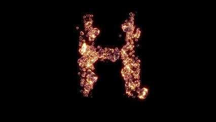 letter H with strong goldish shine - lux gems alphabet, isolated - object 3D illustration