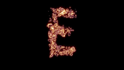 letter E with strong golden shine - luxury gems font, isolated - object 3D illustration