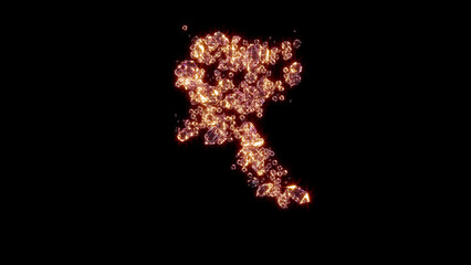 rupee sign with strong goldish shine - glamorous gems font, isolated - object 3D illustration