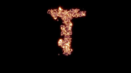 letter T with strong goldish shine - fashion diamonds font, isolated - object 3D rendering