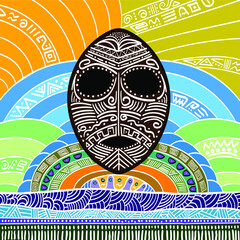 Vector illustration in African style. Mask.
