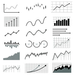 Set of vector monochrome diagrams