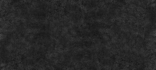 Fototapeta na wymiar Fine textured shabby black surface wide abstract background. Dark gray spotty grainy texture. Gloomy grunge widescreen wallpaper