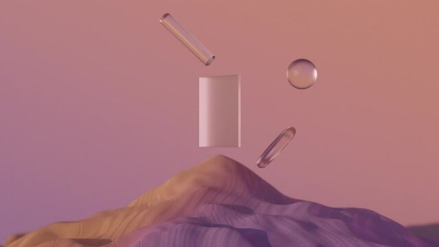 3d looping animation, satisfying loop, 3d graphics, artistic art, abstract, sunset color palette, 3d animation, 3d art, gradient color, purple orange, 