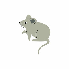 hand drawn mouse in flat style. children's illustration