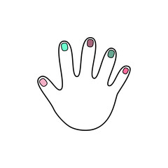 baby hand icon illustration isolated vector sign symbol colorful nails children manicure