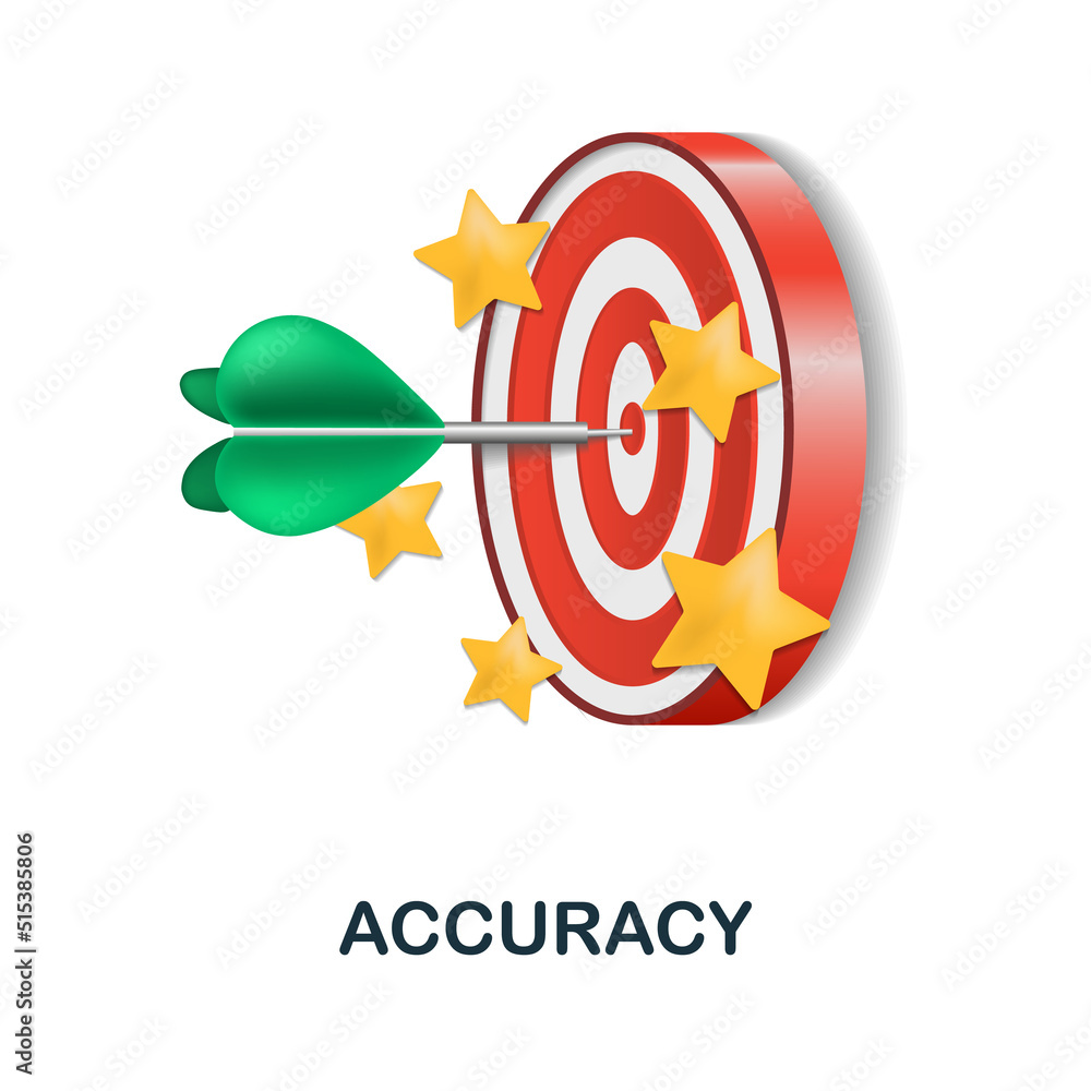 Poster accuracy icon in 3d. colored illustration from core values collection. 3d cartoon accuracy icon for 
