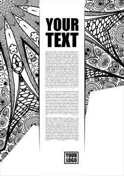 Mandala preto e branco com espaço para texto em vetor