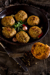 Chicken cutlets in a pan