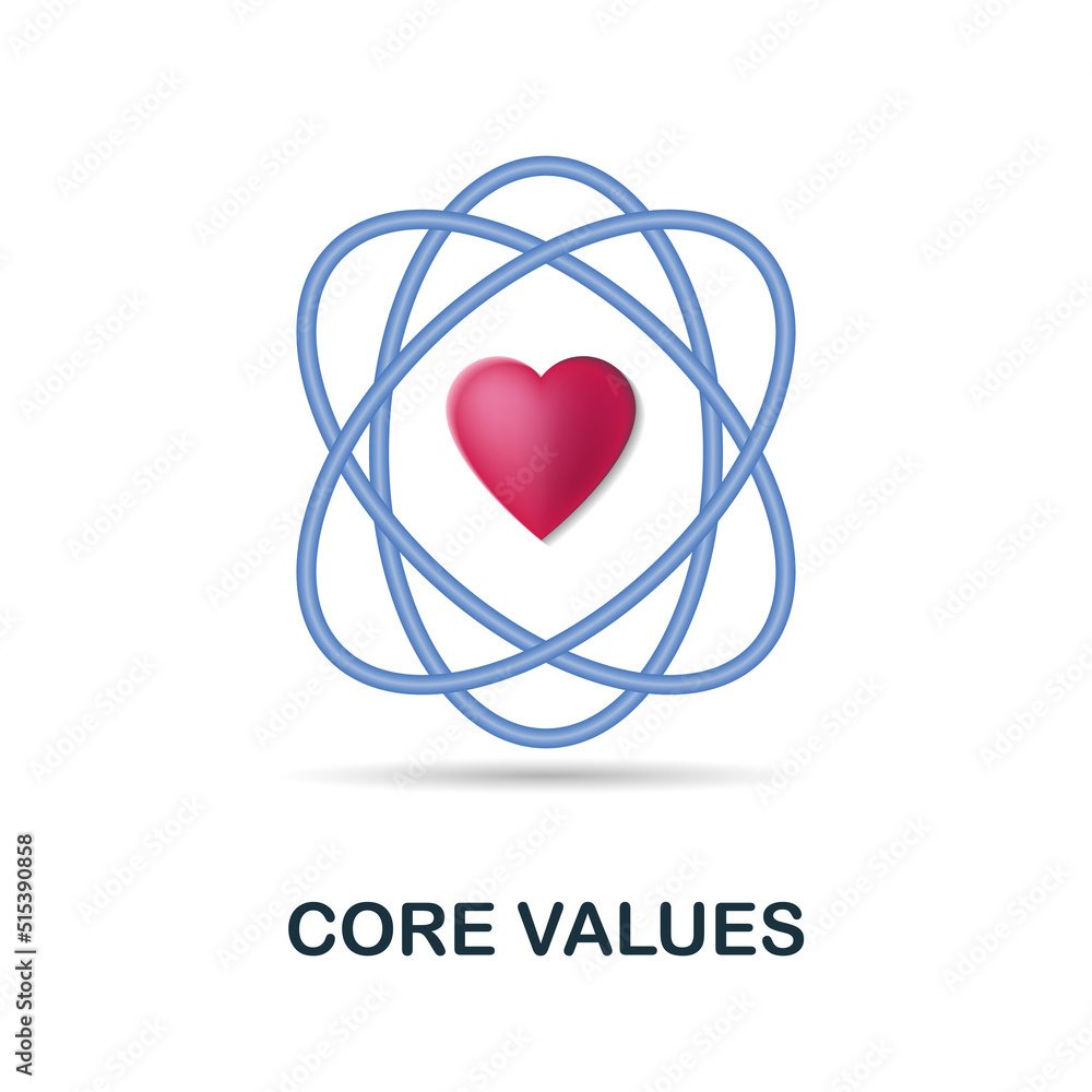 Poster core values icon in 3d. colored illustration from core values collection. 3d cartoon core values ico