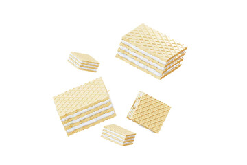 Wafer white chocolate , for product and packaging , with clipping path , isolated on white  background , 3D Rendering illustration