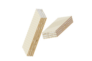 Wafer white chocolate for product and packaging , with clipping path , isolated on white  background , 3D Rendering illustration