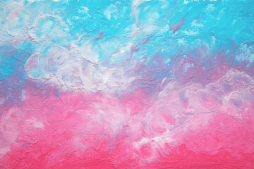 Fototapeta na wymiar Clouds texture blue pink abstract backdrop. Hand painted oil pastel creative colorful backgrounds