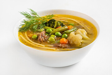 vegetable soup on the white background