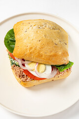 sandwich with tuna and egg
