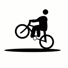 vector icon image of person riding a bicycle with standing style.
on a white background.
simple vector illustration design.