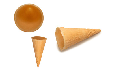 Waffle cone isolated on white background.